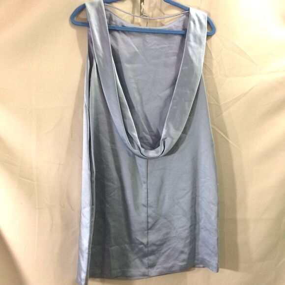NEW Kenneth Cole NWT Blue Satin Shift Dress Size 8 Sleeveless Draped Back - Picture 5 of 6
